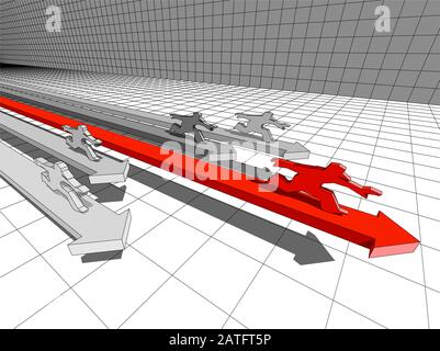 cinq hommes qui se trouvent sur les flèches de diagramme rapide dans le diagramme d'affaires abstrait Illustration de Vecteur