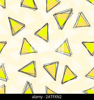 Motif Triangle coloré. Line art. Impression numérique. Fond de mode. Formes géométriques jaunes sans couture. - illustration Banque D'Images