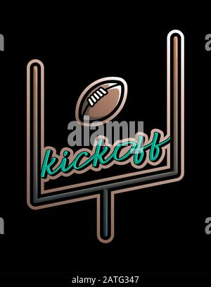 Illustration de l'autocollant Vector rugby gate. Logo Sporty équipement de jeu logotype avec texte. Sport professionnel, portes de football américain classique pour l'offic Illustration de Vecteur