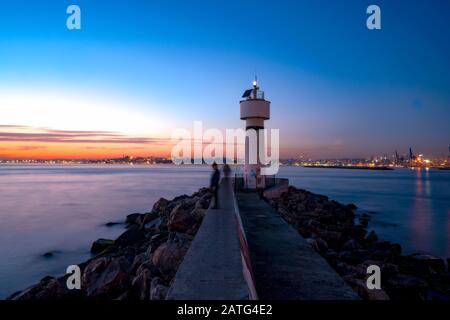 Mer du bosphore d'Istanbul au coucher du soleil Banque D'Images