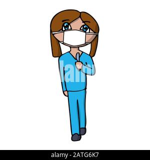 cartoon femme médecin en masque avec scalpel. fond blanc isolé stock vecteur illustration Illustration de Vecteur