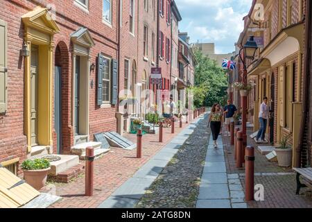 Alley d'Elfreth à Philadelphie, Pennsylvanie, États-Unis Banque D'Images