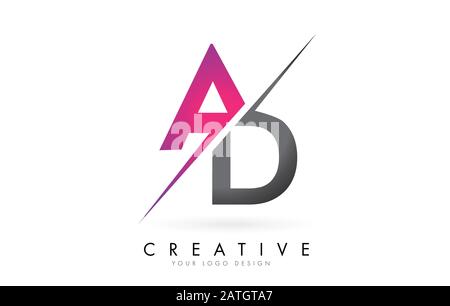 Logo AD A D Letter avec motif color block et découpe créative. Logo créatif. Illustration de Vecteur
