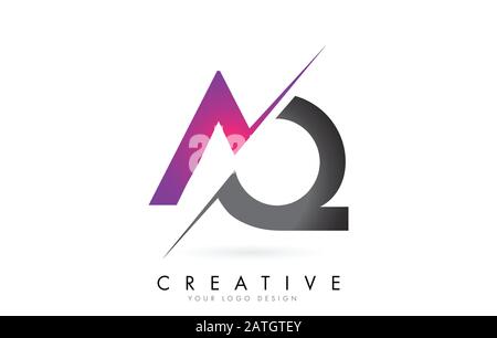 Logo AQ A Q Letter avec Colorblock Design et Creative Cut. Logo créatif. Illustration de Vecteur