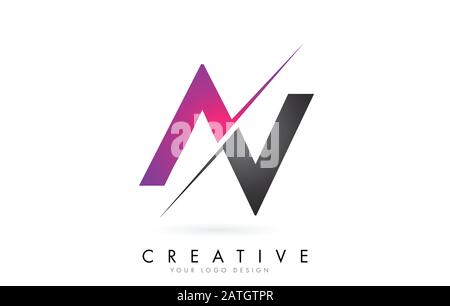 Logo AV A V lettre avec Colorblock Design et Creative Cut. Logo créatif. Illustration de Vecteur