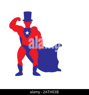 Silhouette Super President d'un homme avec un imperméable et un chapeau de tête sur un fond blanc isolé. Image vectorielle Illustration de Vecteur