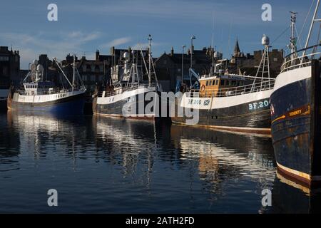 Scènes autour du port de Fraserburgh, à Fraserburgh, en Écosse, le 28 janvier 2020. Banque D'Images