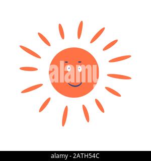 Mignon dessin animé Sun personnage souriant clip art vecteur. Illustration de Vecteur