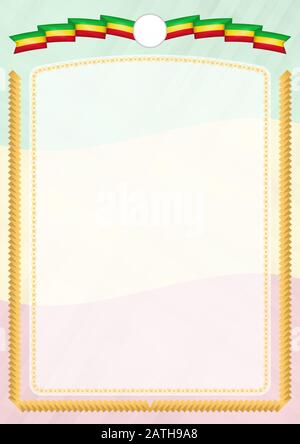 Frontière avec le drapeau national du Mali. Cadre de course de la brosse. Éléments de modèle pour votre certificat et votre diplôme. Orientation verticale. Illustration de Vecteur