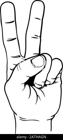 La victoire de la paix signe deux doigts à la main Illustration de Vecteur