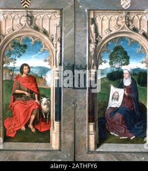 Triptyque De Jan Florain', 1479. Détail porte extérieure, Hôpital Saint Jean, Bruges. Banque D'Images