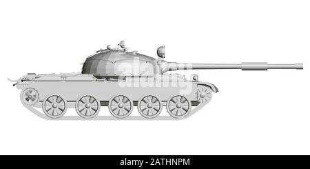 Modèle polygonal d'un char de combat. 3. Vue latérale. Illustration vectorielle. Illustration de Vecteur