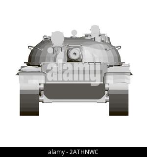Modèle polygonal d'un char de combat. 3. Vue de face. Illustration vectorielle. Illustration de Vecteur