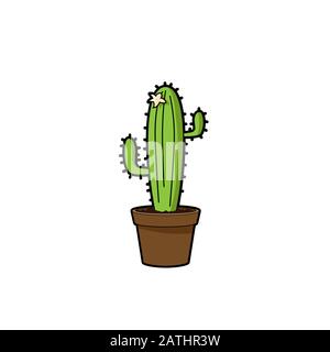 Usine de Cactus en pot. Illustration graphique vectorielle de la houseplant. Pot de plantes de cactus de bande dessinée Illustration de Vecteur