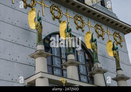 L'église Saint-Léopold, chef-d'œuvre architectural d'Otto Wagner, est la première église moderne d'Europe et un joyau de l'Art nouveau viennois. Banque D'Images