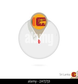Carte et drapeau Sri Lanka en cercle. Carte de Sri Lanka, broche du drapeau du Sri Lanka. Carte de Sri Lanka dans le style du globe. Illustration Vectorielle. Illustration de Vecteur