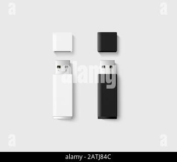 Kit de maquette de lecteur usb vide ouvert, noir, blanc Banque D'Images