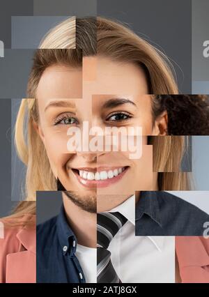 Collage de portraits d'une grande diversité ethnique Les jeunes gens d'affaires. Banque D'Images