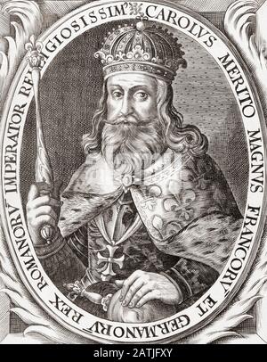 Charlemagne, alias Charles le Grand et Charles I, 748 - 814. Roi des Francs, roi des Lombards et empereur des Romains. Banque D'Images