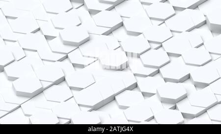 perspective isométrique illustration tridimensionnelle de formes géométriques hexagonales abstraites blanches texture arrière-plan Banque D'Images