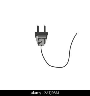 Icône de fiche mâle. Icône d'alimentation. Icône électrique. Illustration de la silhouette plate Illustration de Vecteur