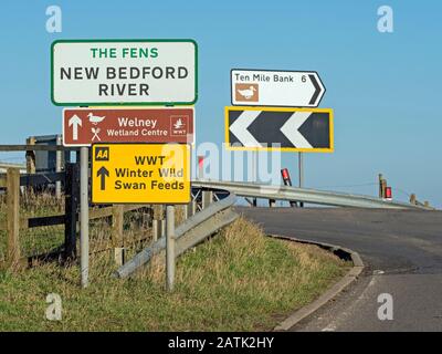 Signes à Welney Wildfowl and Wetland Trust Reserve, Norfolk, Angleterre Banque D'Images