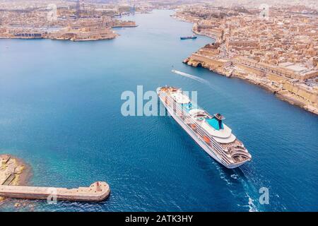 Port maritime de la Valette, Malte. Photo vue aérienne Banque D'Images