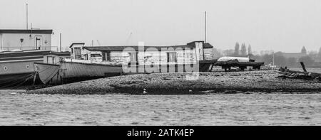 Hayling Island British South Coast Beaches Huts En Hiver Banque D'Images