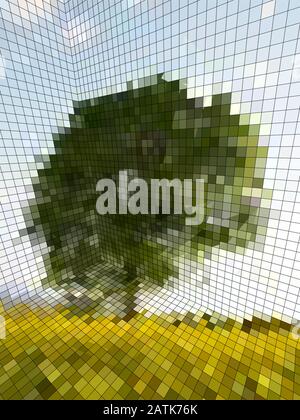 illusion optique – photographie matricielle ou paysage ? Illustration de Vecteur