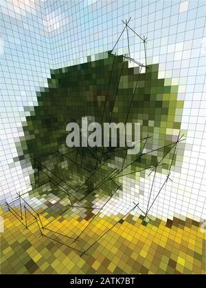 illusion optique – photographie matricielle ou paysage ? Illustration de Vecteur