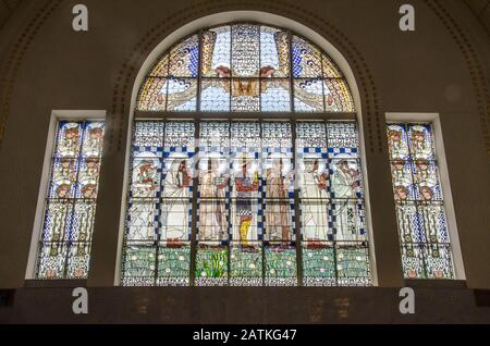 L'église Saint-Léopold, chef-d'œuvre architectural d'Otto Wagner, est la première église moderne d'Europe et un joyau de l'Art nouveau viennois. Banque D'Images
