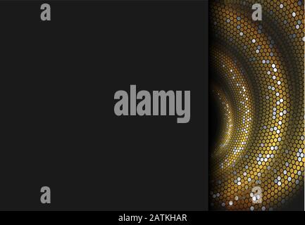 Motif abstrait avec spirale dorée abstraite sur fond noir. Modèle moderne. Forme de tourbillon vectorielle. Fond sombre Illustration de Vecteur