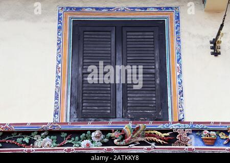 Architecture du patrimoine Peranakan originale à Melaka en Malaisie Banque D'Images