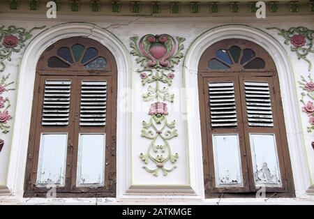 Architecture du patrimoine Peranakan originale à Melaka en Malaisie Banque D'Images