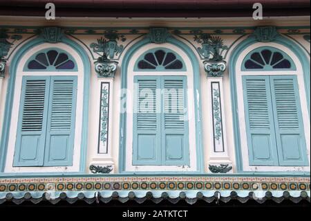 Architecture du patrimoine Peranakan originale à Melaka en Malaisie Banque D'Images