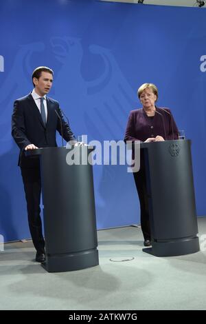 Angela Merkel et Sebastian Kurz bei einem Treffen im Bundeskanzleramt. Berlin, 03.02.2020 Banque D'Images