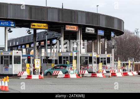 Postes de péage Queensway Mersey tunnel, Hamilton Street, Birkenhead Banque D'Images