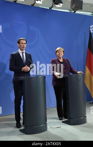 Angela Merkel et Sebastian Kurz bei einem Treffen im Bundeskanzleramt. Berlin, 03.02.2020 Banque D'Images