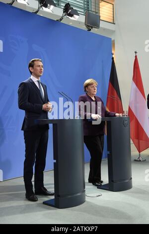 Angela Merkel et Sebastian Kurz bei einem Treffen im Bundeskanzleramt. Berlin, 03.02.2020 Banque D'Images