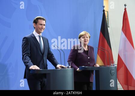 Angela Merkel et Sebastian Kurz bei einem Treffen im Bundeskanzleramt. Berlin, 03.02.2020 Banque D'Images