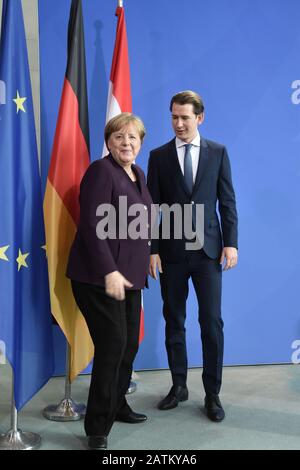 Angela Merkel et Sebastian Kurz bei einem Treffen im Bundeskanzleramt. Berlin, 03.02.2020 Banque D'Images