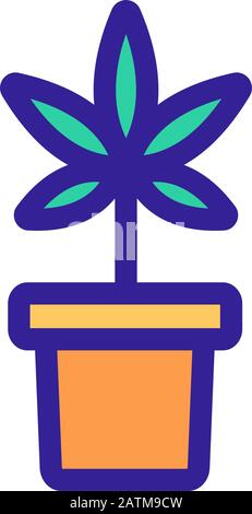 Cannabis dans un vecteur d'icône de pot. Illustration du symbole de contour isolé Illustration de Vecteur