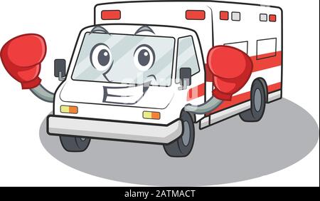 Mascotte d'ambulance de boxe sportive de style personnage Illustration de Vecteur