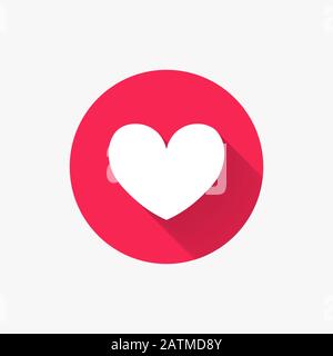 Icône coeur plat. Symbole vectoriel pour l'amour, le mariage, la Saint-Valentin ou tout autre design romantique. Signe de cercle moderne avec une ombre longue pour les médias sociaux ou ap Illustration de Vecteur