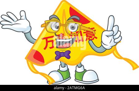 Personnage de dessin animé de cerf-volant chinois Geek Illustration de Vecteur