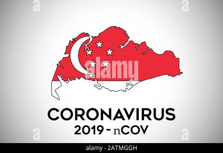 Coronavirus à Singapour et drapeau du pays à l'intérieur de la frontière du pays carte Vector Design. 2019-nCoV avec carte de Singapour avec illustration vectorielle du drapeau national Illustration de Vecteur