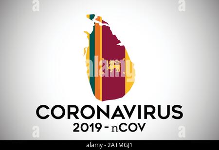 Coronavirus au Sri Lanka et drapeau du pays à l'intérieur de la frontière du pays carte Vector Design. 2019-nCoV avec carte Sri Lanka avec illustration vectorielle du drapeau national Illustration de Vecteur