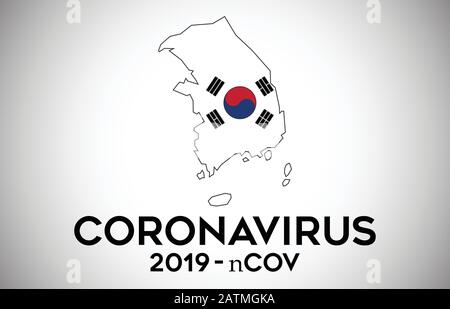 Coronavirus en Corée du Sud et drapeau de pays à l'intérieur de la frontière de pays carte Vector Design. 2019-nCoV avec la carte de la Corée du Sud avec le drapeau national Vector illustra Illustration de Vecteur