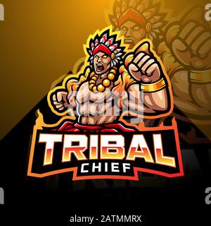 Esport chef tribal logo mascotte Illustration de Vecteur