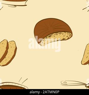 Motif sans couture de pain bannock esquissé. Utilisable pour le papier peint ou la décoration de toute taille. Illustration Vectorielle Dessinée À La Main Illustration de Vecteur